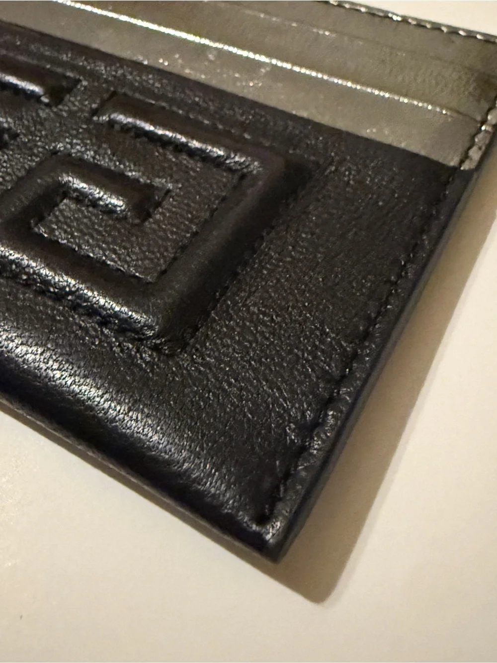 Givenchy 4G Embossed Leather Card Holder Black Silver